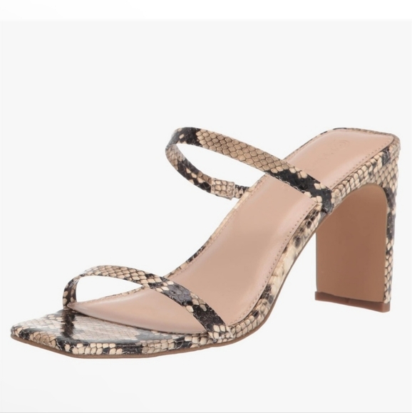 The Drop NWT Avery Square Toe Two Strap High Heeled Sand Sandal - Picture 2 of 10